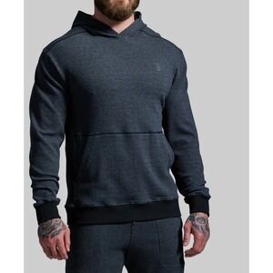 Born Primitive Mens Cloud Hoodie  Gunmetal Gray Textured Waffle Knit Size XL